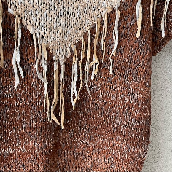 Braided Suede Leather Top, Boho Chic Leather Fringe Top, Vintage Gift for Her, - Picture 5 of 10